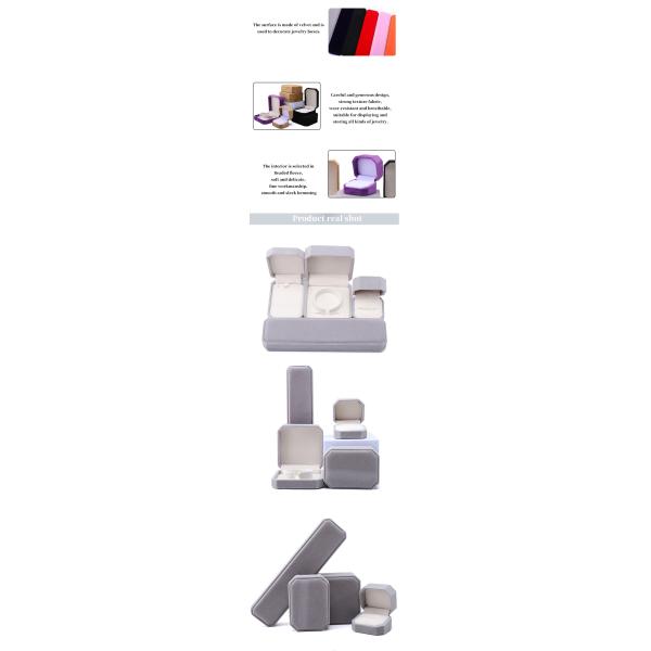 elegant handmade gray Octagonal Velvet Jewelry Box for Necklace Earrings Bracelet Ring