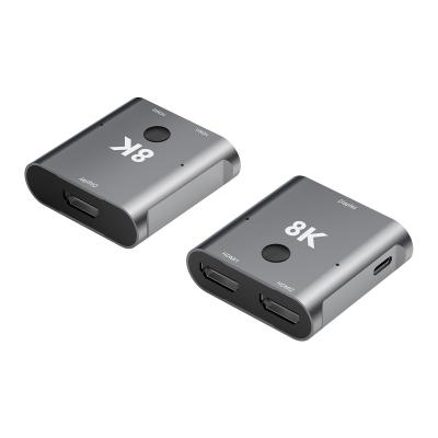 2 ports 2 en 1 4k 8k Switch bidirectionnel HDMI Splitter de commutateur vidéo
