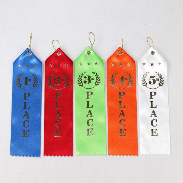 Logo Printing Custom Award Ribbons 100% Polyester Material Single Face