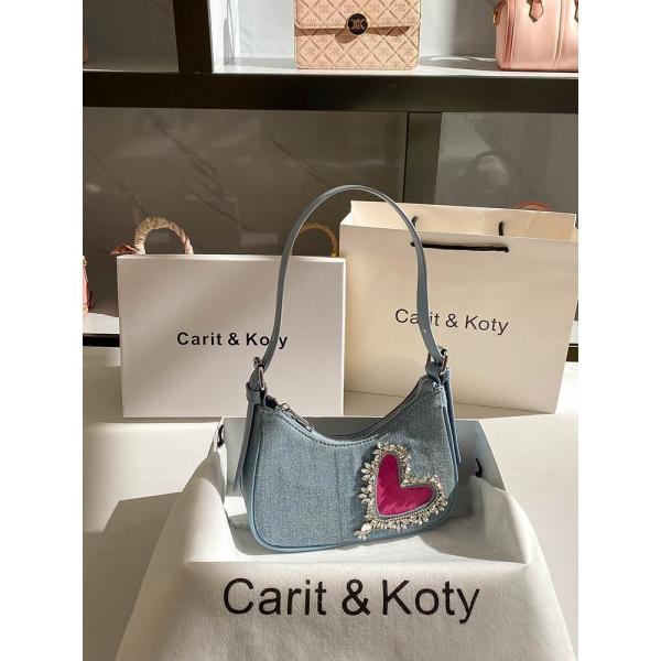 Stylish Heart-Shaped Denim Handbag for Women Single Handle Zipper Closure Cotton Lining