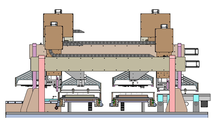 Dual Table Dual Spindle Inline PCB Depaneling Router with Tray Destacker and Stacker