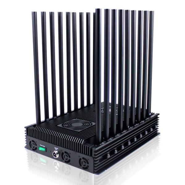 18 Antennas 2G 3G 4G 5G GPS WIFI RF LOJACK Signals Jammer with 6-10W output power per band and 6-7dbi Omni-directional antennas