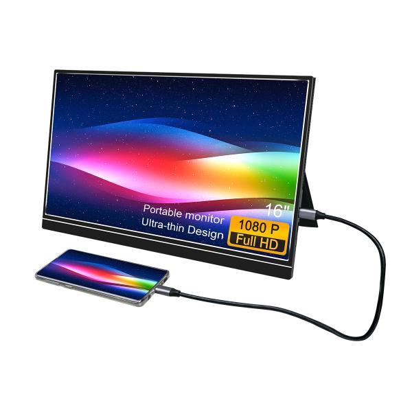 Tipo completo ultra fino C de 1920x1080P HD monitor portátil de 16 polegadas para o portátil