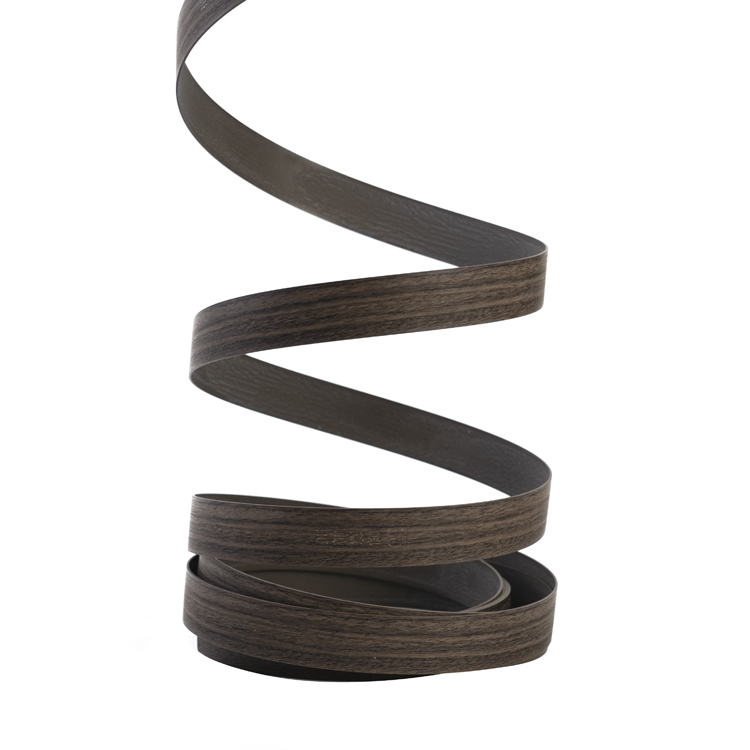 Dark Walnut Wood Grain PVC Edge Banding Tape with Waterproof Eco Friendly Feature and Custom Thickness 0.4mm~3mm for Furniture