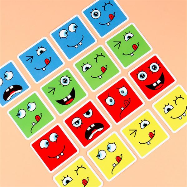 New Montessori Expression Puzzle Face Change Cube Building Blocks Toys child Learning Educational Match Toy for Children