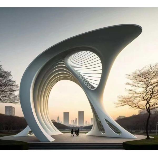 316L Stainless Steel Outdoor Metal Sculpture with White Baking Varnish and 4.5 Meter Length for Modern Art Decoration
