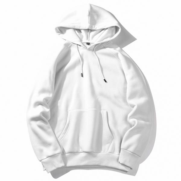 Men's Plus-size Hooded Sweatshirt Winter Streetman Loose White Fleece with Custom Print