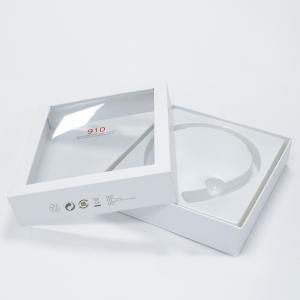 Embossing 0.3mm PVC Window Earphone Ivory Paper Boxes