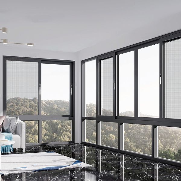 Custom Glass Sliding Aluminum Windows Anti Theft Screen Manual Opening