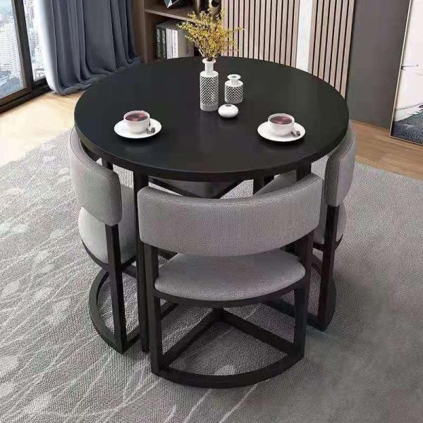 Nordic Style Round Dining Table Set Modern Solid Wood Dining Table and Chair Set for Home and Apartment