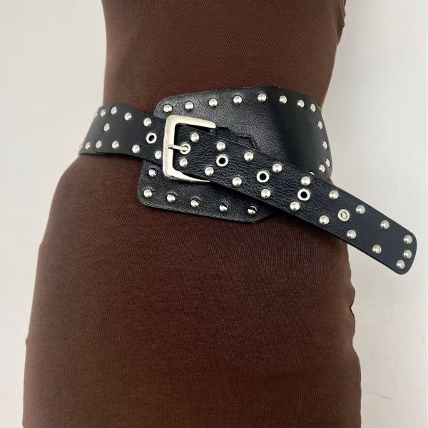 2026 new rivet wide waist belt, Y2K baddie women's belt, retro belt accessory, wide and narrow belts