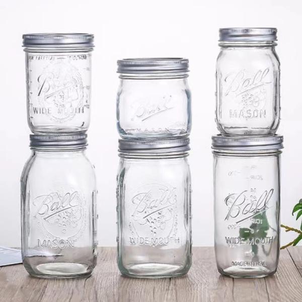Ball Mason Jar American Mason Jar Glass Transparent Oat Sealed Jar Milk Shake Wide Mouth Juice Glass Beverage Cup