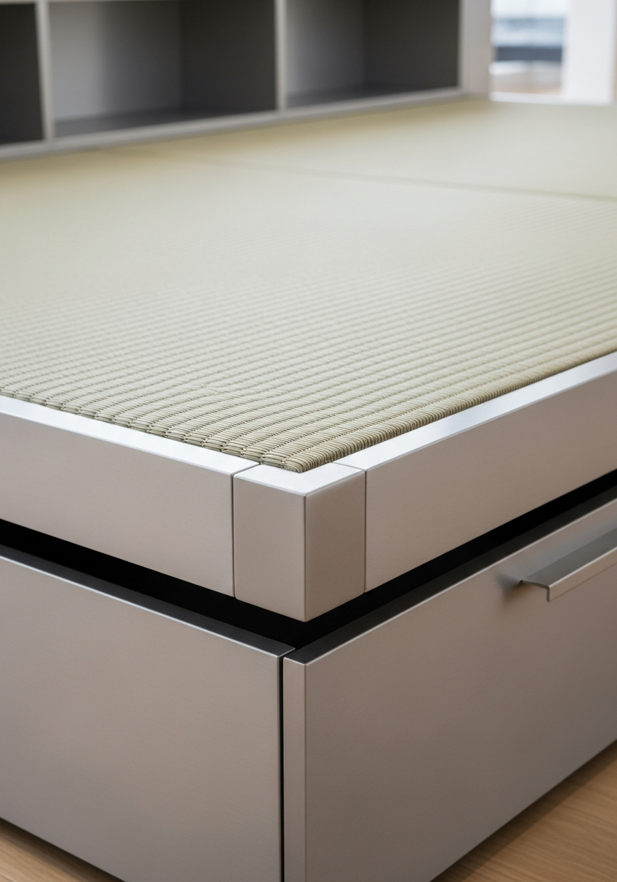 Floating Platform Tatami Bed in 304 Stainless Steel with Pearl Nano-Finish