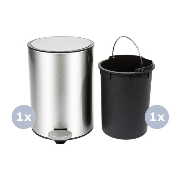 Household Indoor Trash Can Stainless Steel Pedal Dust Bin Trash Can With Plastic Inner Bucket