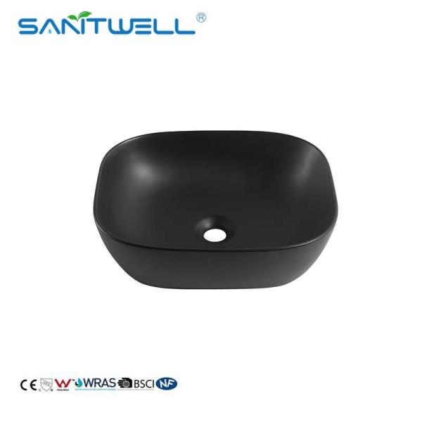 Chaozhou New Developed Top Quality Rectangular Hand Matt Black Washing Sink Bathroom Above Counter Basin Ceramic Basin