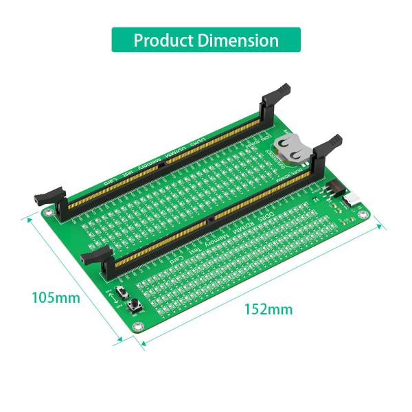 Testeur de mémoire DDR5 RDIMM/UDIMM avec verrouillage long, ordinateur de bureau Carte de test de mémoire DDR5 avec indicateurs LED pour ordinateur de bureau