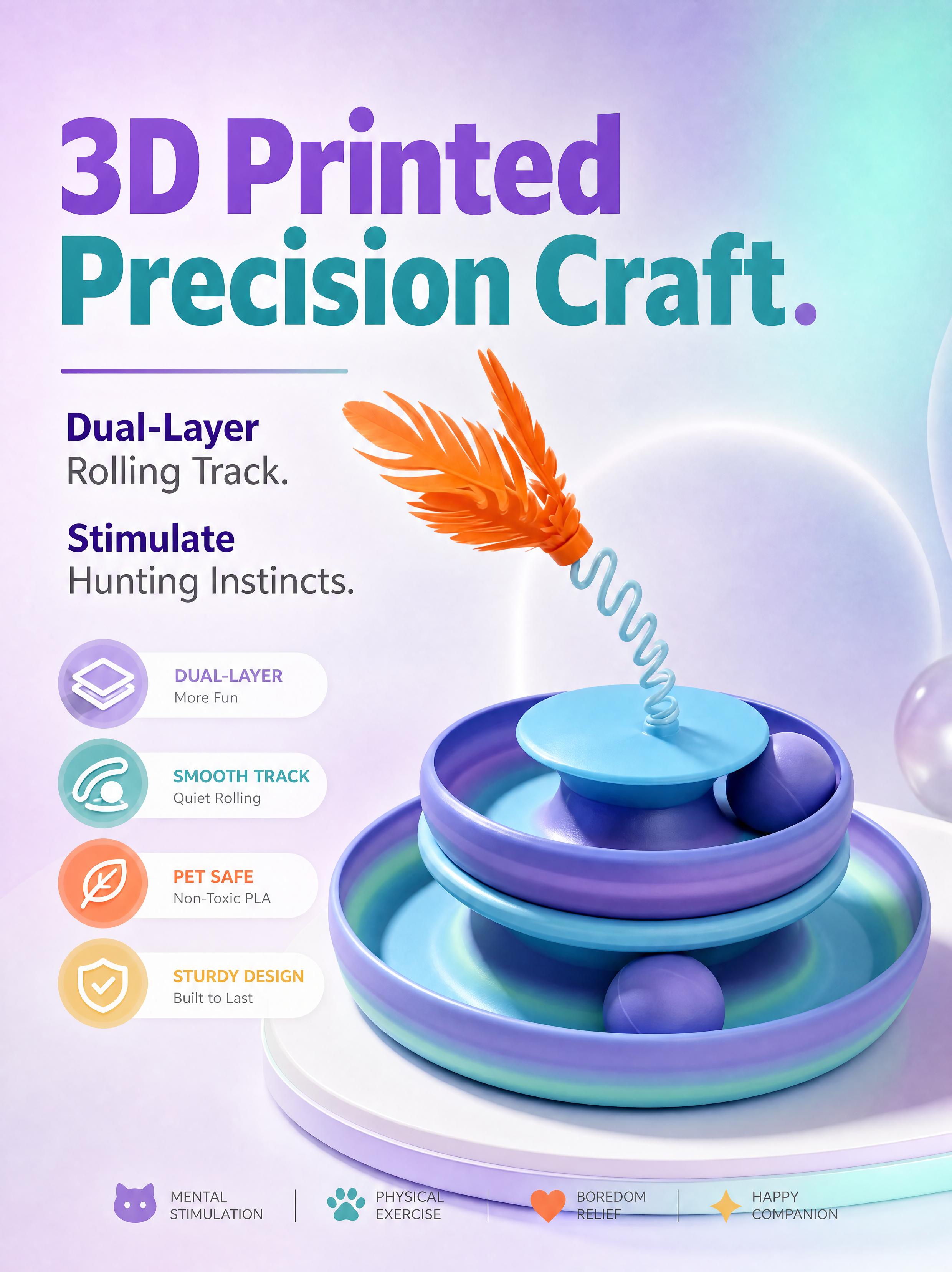 Multi Layer 3D Printed Pet Accessories Detachable Cat Turntable Toy For Indoor