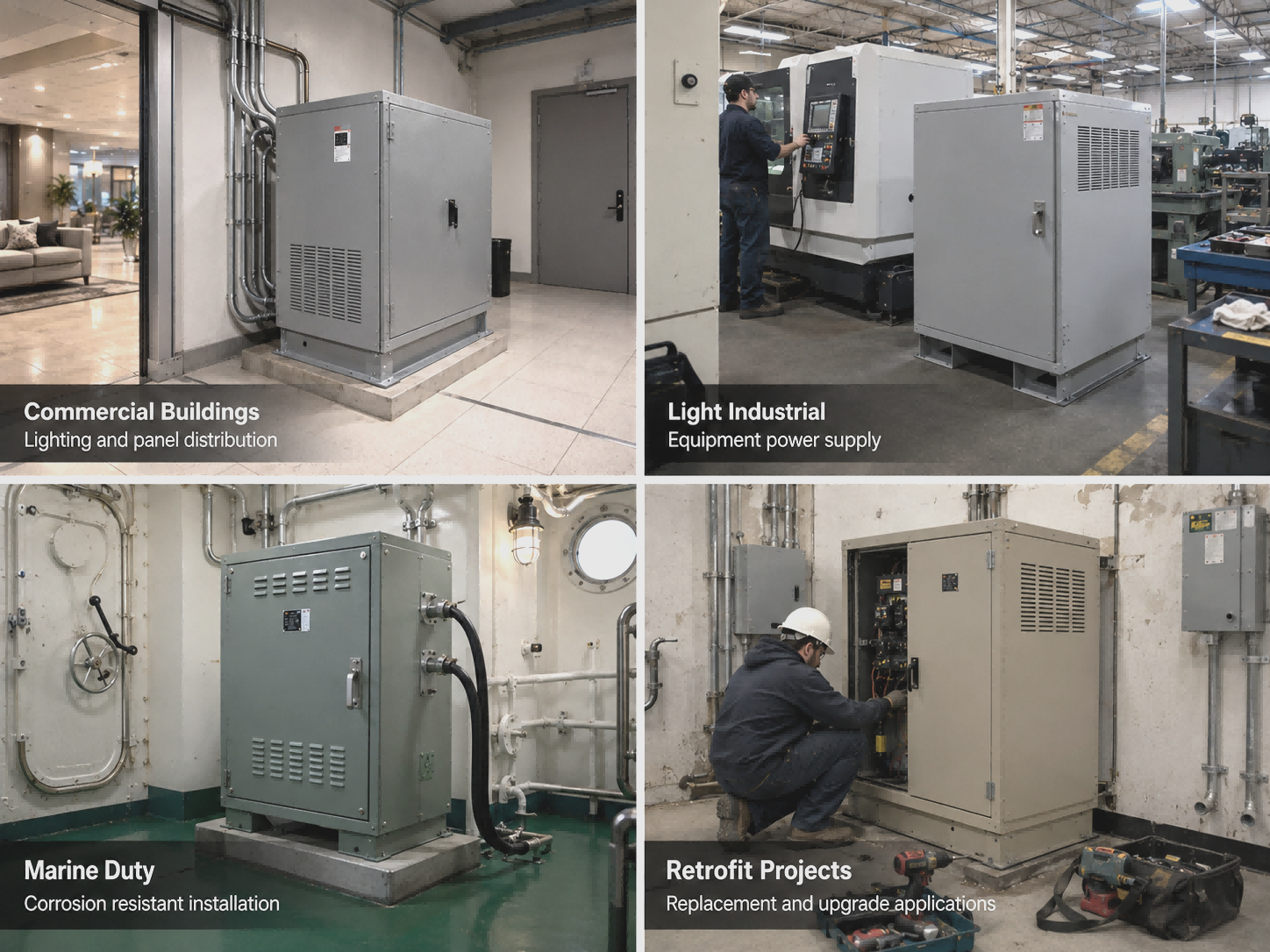 75kVA Three Phase VPI Dry Type Transformer 208V to 208Y/120V Class R Insulation NEMA 4X 304 Stainless Steel Enclosure DOE 2016 ANSI/IEEE Standards
