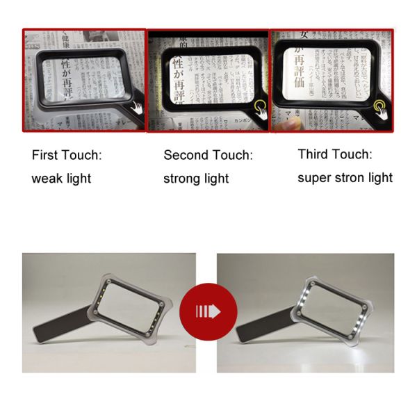 3X Handheld Screen Magnifier LED Light Book Reading Maintenance Identification Collection Jewelry Antique Foldable Desktop