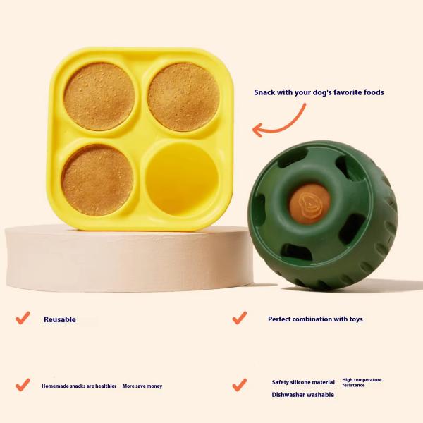 Refillable Slow Feeder Dog Ball Rubber Dog Food Ball Toy Durable