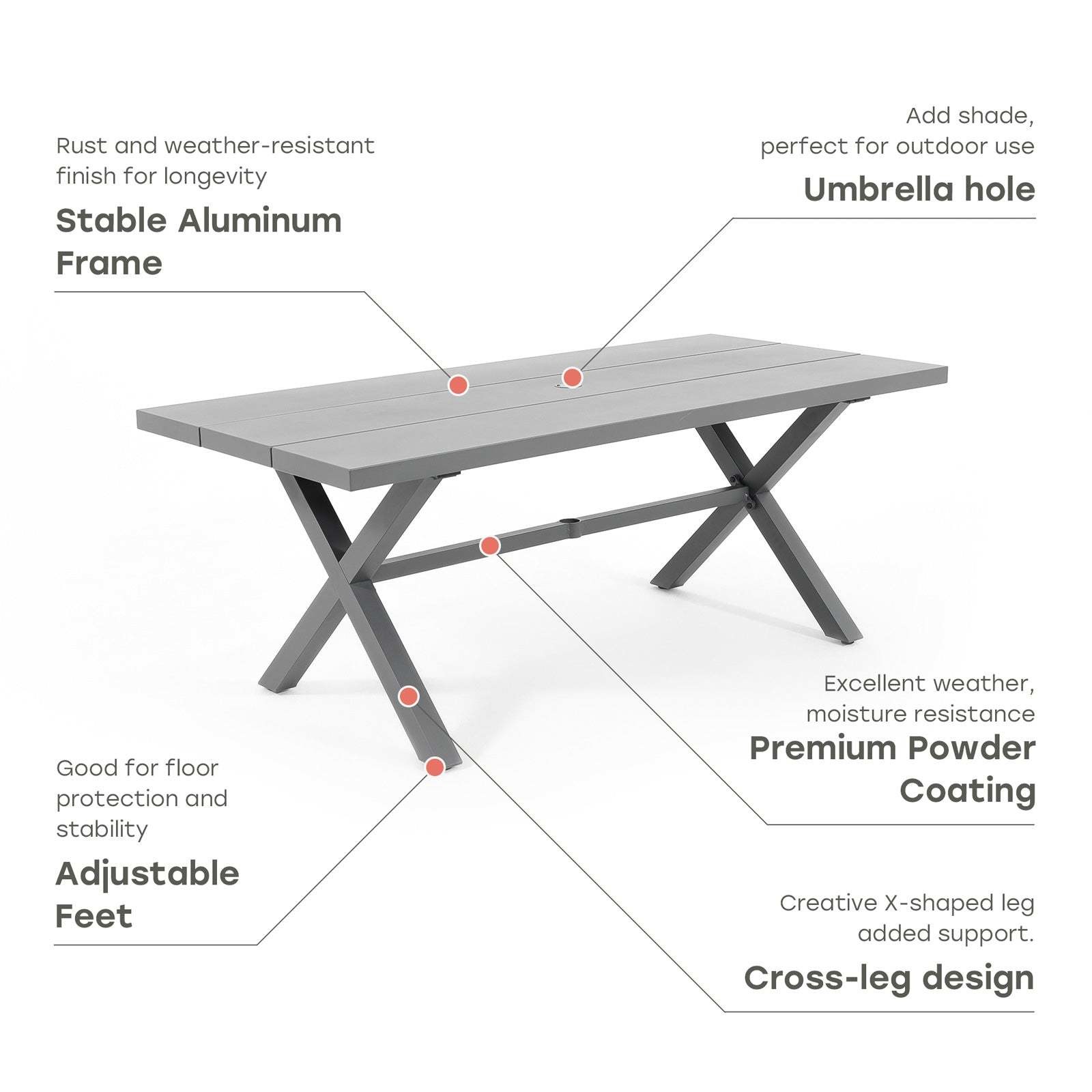 AJUNION X Shape Outdoor Dining Set for Restaurant 76D x 36W x 30''H Table Size