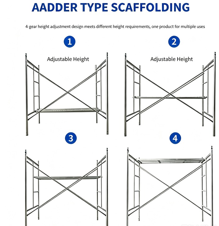Building Construction Galvanized H Frame Ladder Scaffold Set With Cross Brace