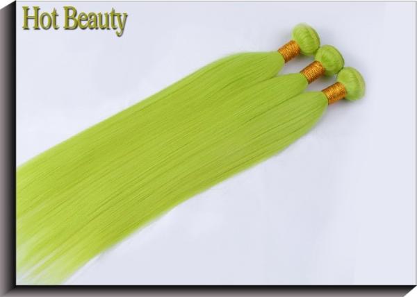 Fluorescent Green Virgin Human Hair Extensions Full Tightened NO Bad Smell
