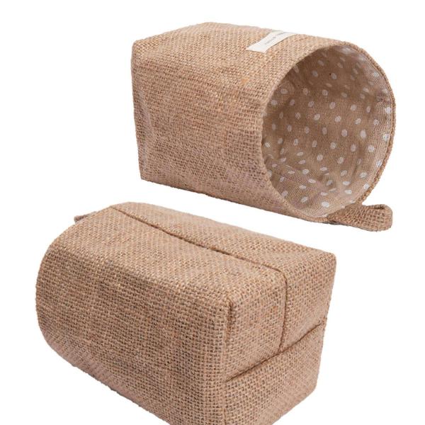 4 Pack Wall Hanging Storage Bags Cotton Linen Storage Basket Foldable Family