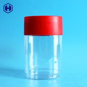 Empty Red Lid Oval 716ML 24OZ Clear Plastic Cans