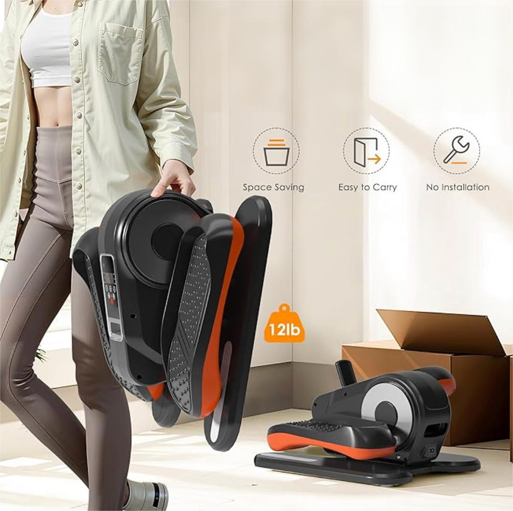 Under Desk Electric Elliptical Machine – Seated Low Impact Leg Exerciser with Remote