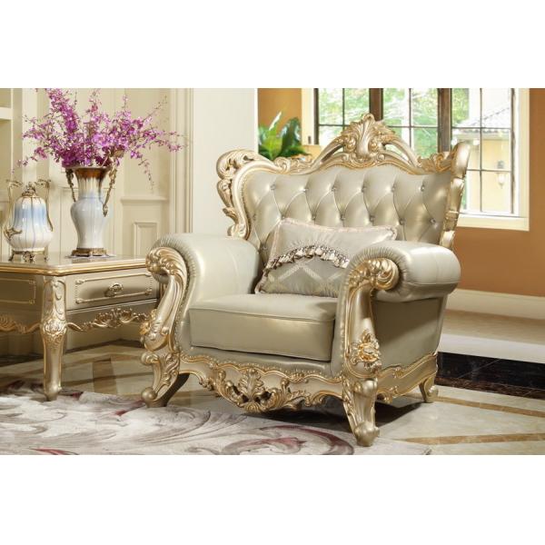 French style Luxury design of Living room Sofa sets 1+2+3 used Beech wood Carving and Import Italy Leather Furniture