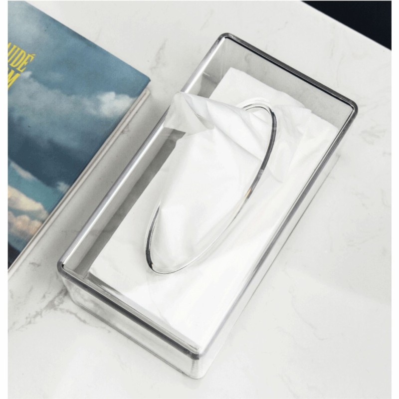 Wholesale Modern Design Desktop Transparent Plastic Tissue Box Creative Drawer Holder for Home Restaurant