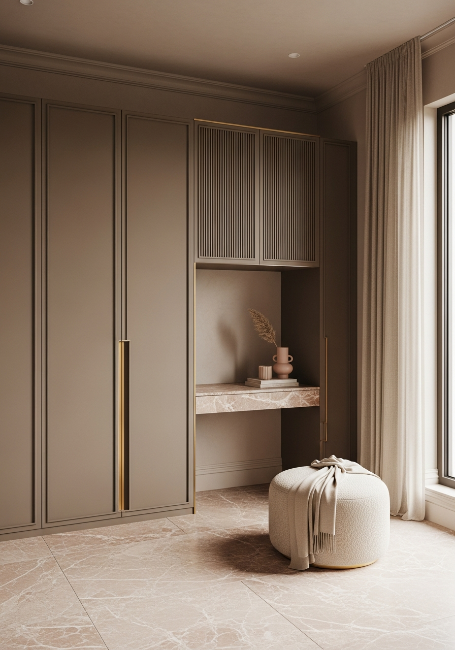 Petite Fluted Taupe Children's Wardrobe in 304 Stainless Steel