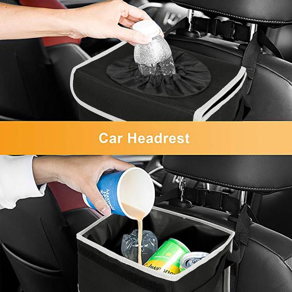 Trash Car Organizer Bags Black Hanging Leak Proof Trash Bin Lid Garbage 8.4x7.4x10.4