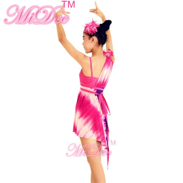Textile Printing Floral Diagonal Lyrical Dance Competition Costumes Skating And Stage Dress Wedding  Bridesmaids Dress