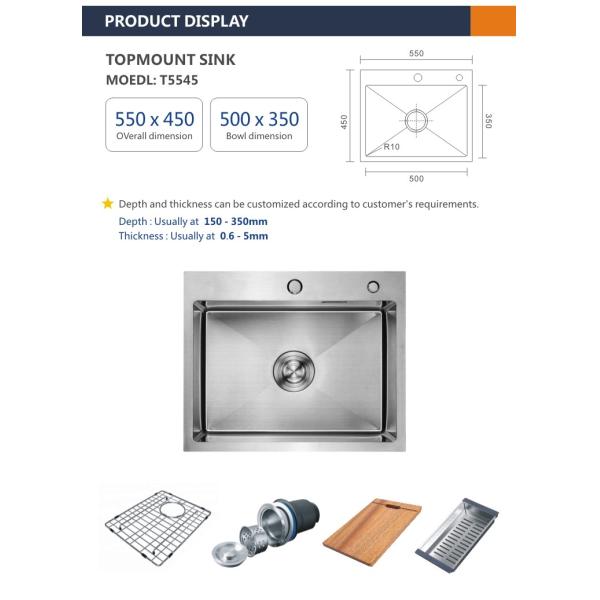 Brushed Stainless Steel Sink 33 X 22 Single Bowl Bar Sink 16 Gauge