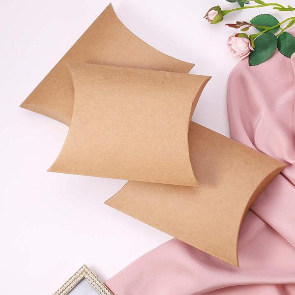 Custom Logo Heavy Duty Kraft Pillow Shape Candy Paper Box for Candy Storage Solution
