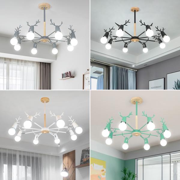 Modern wood chandelier horn deer Lampshade Kids room Girl room Chandelier(WH-MI-267)