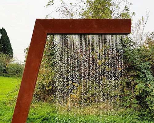 Rusty 6ft Tall Corten Steel Waterfall ISO9001 Diy Outdoor Rain Curtain