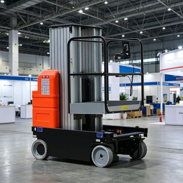 Self Propelled Motorized Portable Vertical Lift Small Double Mast Reinforced Aluminum