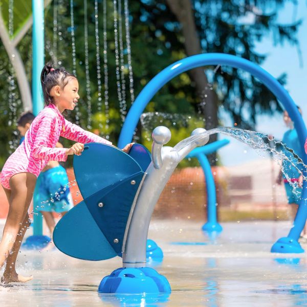 Commercial Water Slide Splash Pad Supplies Fiberglass Steel Aqua Splash Pad Equipment