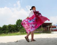 Le chamois Microfiber a complètement imprimé la coutume de serviette de plage brodée