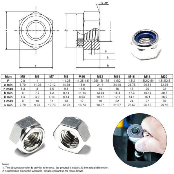 Stainless M5 Flange Nylock Hex Nut Alloy Steel Fasteners