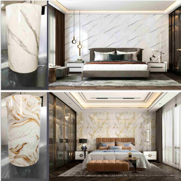 High Gloss Marble Effect PVC Laminate Film Custom Thickness for Architectural Surface