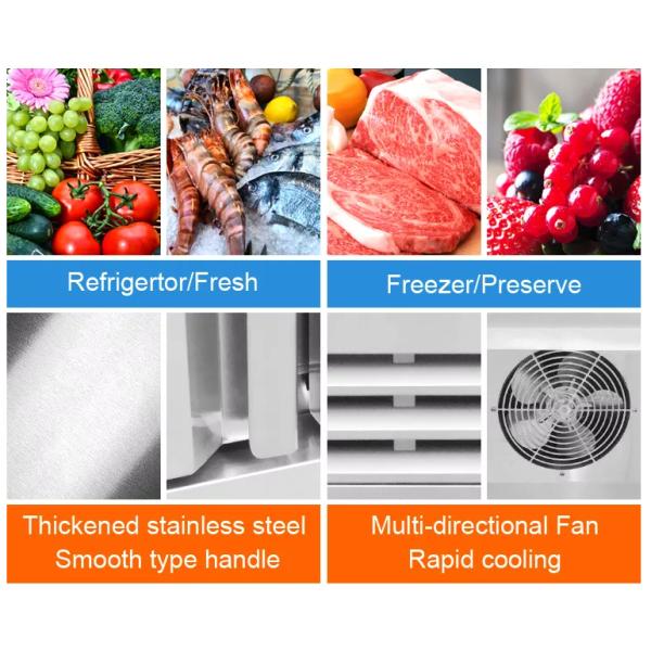 Stainless Steel Sliding Double Door Freezer
