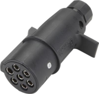 Black 7 Pin European Trailer Connector Plug With Nut Trailer Connector