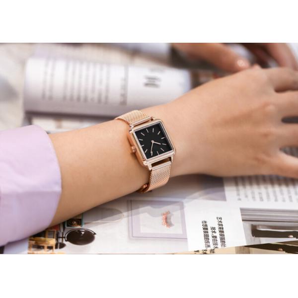 Slim Quartz Square Watch , Mesh Band Quartz Watch Silver / Gold / Rose Gold Color