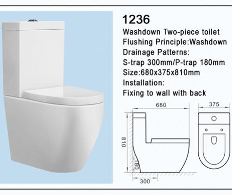 Modern Two-Piece Flush Toilet for Hotel Supermarket Bathrooms Easy Clean Separates Toilet Remote Ceramic Toilet Seat Included