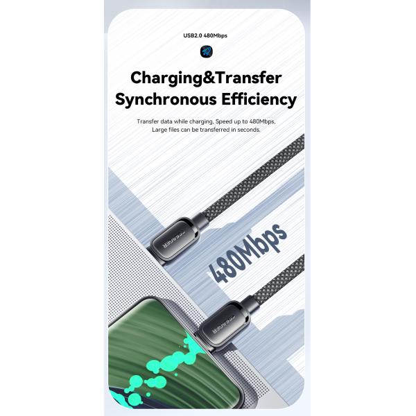 Fast Charge Magnetic Absorption Cable USB C to USB C Cord 60W 100W ES-X56 Series