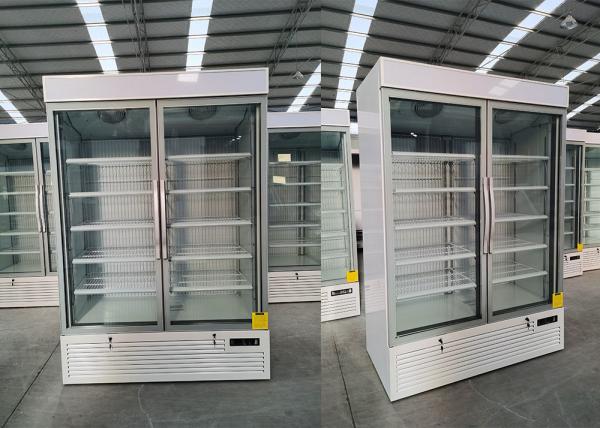 2 congeladores de vidro integrais da exposição da porta com etiqueta da energia